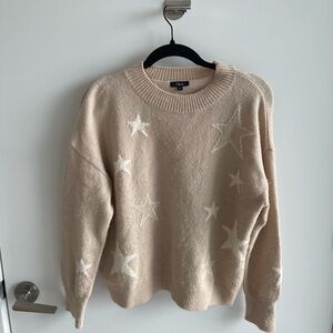 Rails Beige Star-Pattern Crewneck Sweater